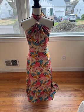 Reiss Halter Maxi Dress - Pink Multi Floral
